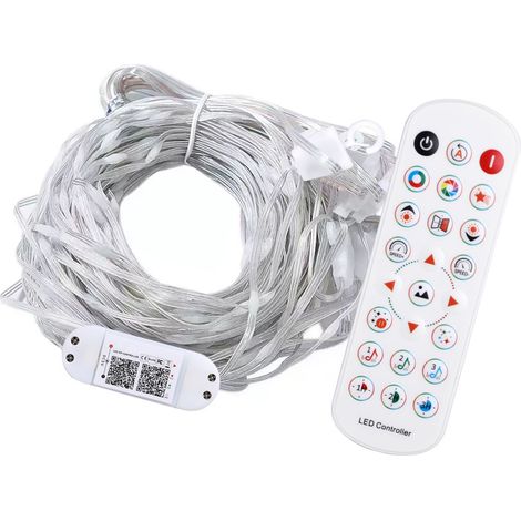 Rideau Lumineux LED 400 LEDs 2x2m Blanc Télécommande et App IP65 Étanche Intérieur Extérieur (1/3)