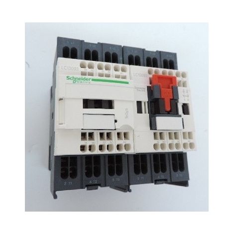 Contacteur inverseur 9A 3P 440V AC-3 contact 3F (3NO) aux 1F 1O bobine 115V CA 50-60Hz bornes ressort TESYS Schneider LC2D093FE7