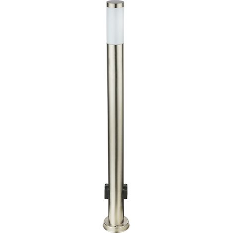 Lampada da esterno con prese Presa da esterno con luce Presa da esterno da giardino in acciaio inox, 1x LED 9W 810lm 3000K, DxH 7,6x110 cm