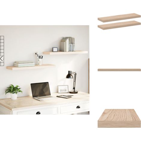 Étagères flottantes 2 pcs 80x23,5x4 cm bois d'ingénierie - Étagère Flottante - Étagères Flottantes - Étagère Murale - Étagère De Buanderie (1/5)