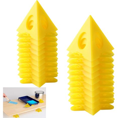 Lot de 20 pyramides de peintre jaunes - Support de porte d'armoire - Support de peinture conique - Pour toile, armoire, porte, riser, coulée, peinture sur toile (1/5)