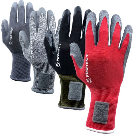KELI - Lot 4 Paires de Gants Tous Travaux, Usage Professionnel, Breveté NOLOST, SuperGrip, Anti-coupure, Milieu humide, Manutention, Taille 10 / L (1/5)