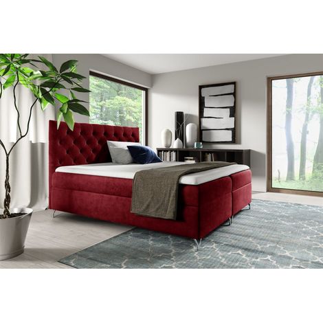 Boxspringbett Schlafzimmerbett AMBRE 200x220cm in Stoff Fresh Rot (1/2)