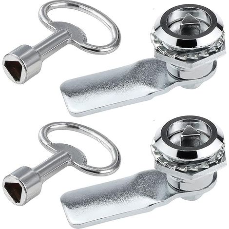 serrures triangle de boîte de compteur et de gaz avec clé triangulaire pour armoire à came, verrou triangle serrure de boîte aux lettres, serrure de porte de métro (Argent) (1/5)