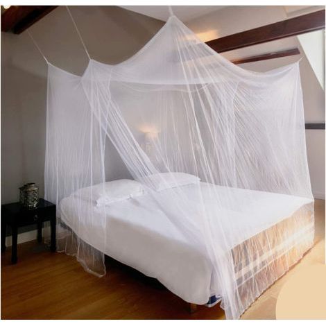Mosquitero de Dosel, Mosquitero Antiinsectos, Mosquitero para Cama Doble, 2 Aperturas Laterales, Forma Rectangular Decorativa para el Hogar y Viajes, Blanco, 250x200x200cm (1/3)