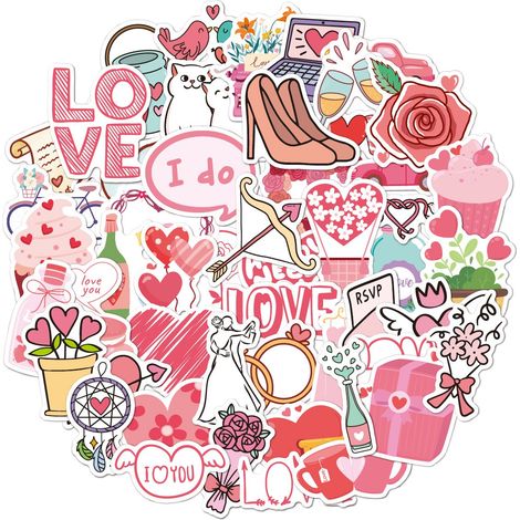 50 Sticker Herz Vinyl Multicolor Brennen Dekoration (1/5)