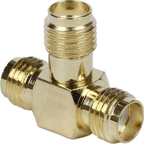 Adaptador triple T SMA hembra  Dorado (1/4)