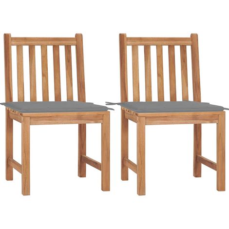 vidaXL Sillas de jardín 2 unidades madera maciza de teca con cojines (1/5)