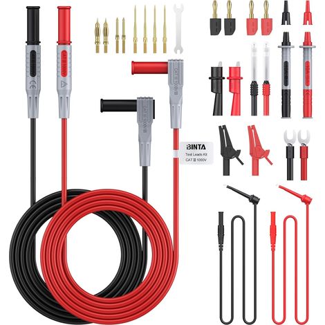 27PCS Accessoire Câble de Test Kit de Câbles de Test pour Multimètre Électrique Sondes de Multimètre Remplaçables Cordons pour Testeur Circuit Tension (1/5)