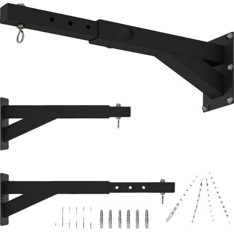Soporte para saco de boxeo, gancho ajustable, construcción de acero, negro. (1/5)