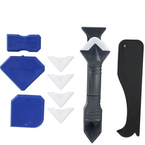 10-teiliges Dichtungswerkzeug-Set: Silikon-Dichtungsmittelentferner, Schaufel, Glas- und Zementschaber (1/5)