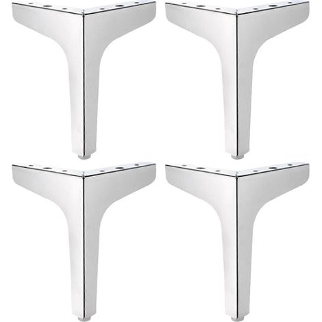 Un ensemble de 4 pieds de meuble élégants en métal, faciles à assembler, adaptés aux projets de meubles à faire soi-même dans les salons ou les bureaux, argent brillant multicolore, 15 cm. (1/5)