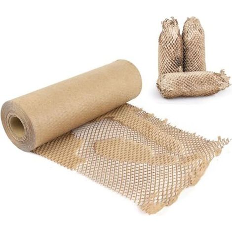 Papier d'emballage alvéolaire 30 cm x 50 m - Papier alvéolaire brun - Alternative écologique au film à bulles plastique pour l'expédition et le déménagement, matériau de calage (1/5)