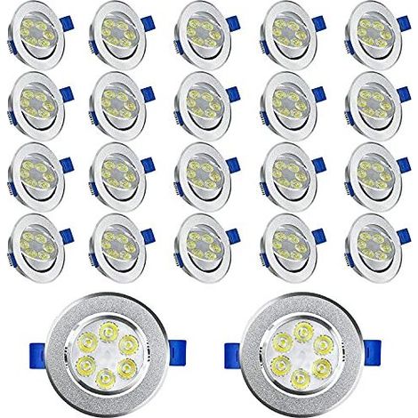 Naizy – Spot encastrable LED 3W blanc chaud – Lot de 20 – Ø80mm – Aluminium – 270 lumens – Tension 110-240V – Installation facile - 20x3W (1/5)