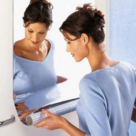 Sonew Sticker miroir 50  100 cm auto-adhésif miroir carrelage Stickers muraux chambre salle de bain décor coller sur l'art (1/3)