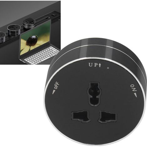 Prise de rail multifonctionnelle avec voyant lumineux, prise de rail ronde à montage en surface, prise d'interface universelle 250 V, prise de rail d'alimentation mobile 13 A. (1/5)