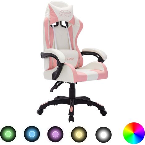 Sedia da Gaming con Luci a LED RGB Rosa e Nera in Similpelle vidaXL (1/5)