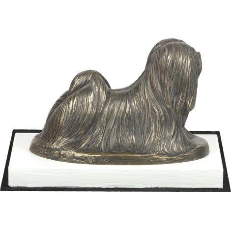 Lhasa Apso - estatuilla de perro, figura sobre una base blanca, trofeo para una exposición canina de Art-Dog (1/5)