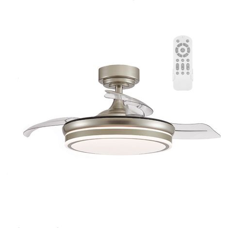 Ventilador LED con aspas retráctiles Perla Mini Níquel CCT (35W) (1/5)