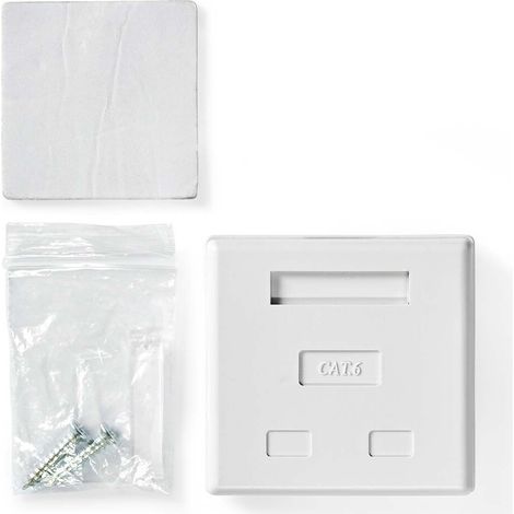 Nedis Netzwerk-Wanddose / Oberflächenmontage / 2-Port port(s) / UTP CAT6 / Gerade / Buchse / Vergoldet / PVC / Weiss / Box