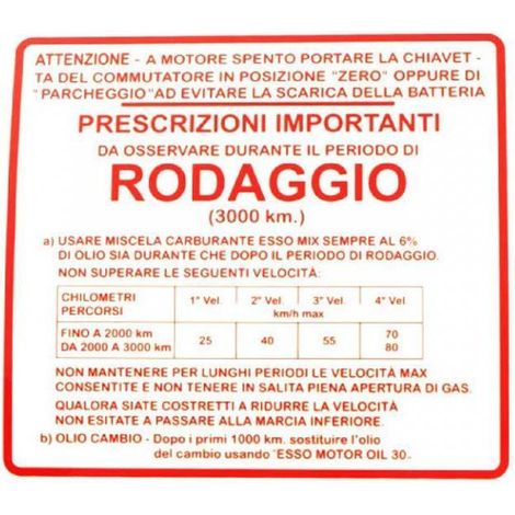 Autocollant pour scooter Piaggio 150 Vespa GS 1955 1961 rodage