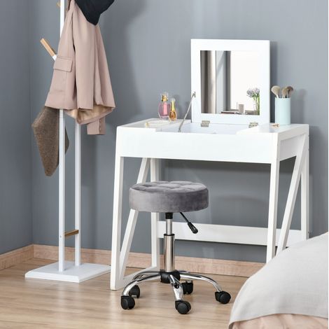 Silla giratoria regulable tapizada con ruedas gris claro OKMYHOME (1/4)