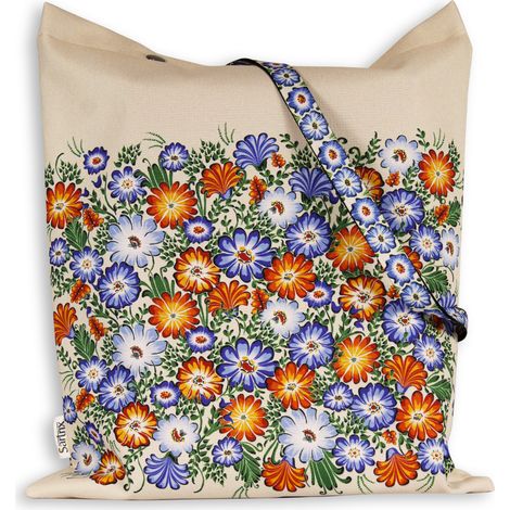 Borsa popolare Opole fiori prato impregnato beige (1/5)