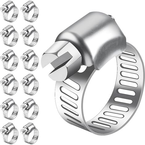 Lot de 15 colliers de serrage en acier inoxydable 6-12 mm  Colliers de serrage adaptés aux piscines, aux conduites de gaz domestiques et aux tuyaux d'arrosage (1/5)