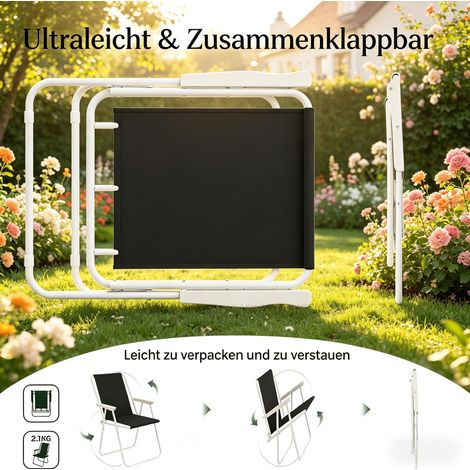 Chaise d'extérieur légère, chaise de jardin, chaise de camping pliante (chaise seule) (1/5)