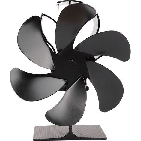 Ventilateur de cuisine écologique à 6 pales, noir, résistant aux hautes températures, à démarrage automatique et à économie d'énergie, alimenté par la chaleur. Idéal pour la maison. (1/5)