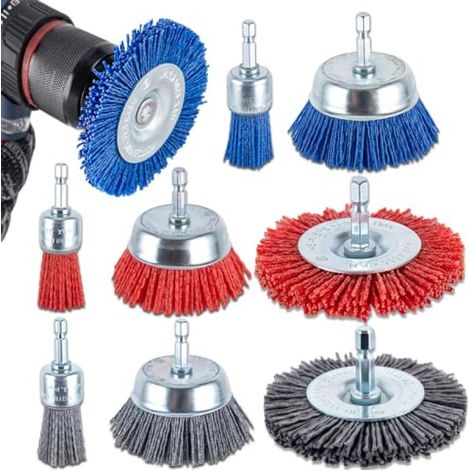 Irovami Brosses meulage nylon – lot 9, perceuse électrique, enlever peinture/rouille (1/5)