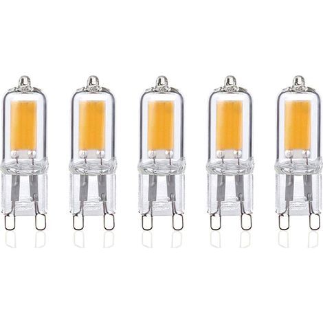 Ein Set aus 5 G9 2W LED-Lampen, warmweißes Licht 3000K, 250 Lumen, 360° Abstrahlwinkel, 80+ Ra, AC 220-240V, nicht dimmbar. (1/5)