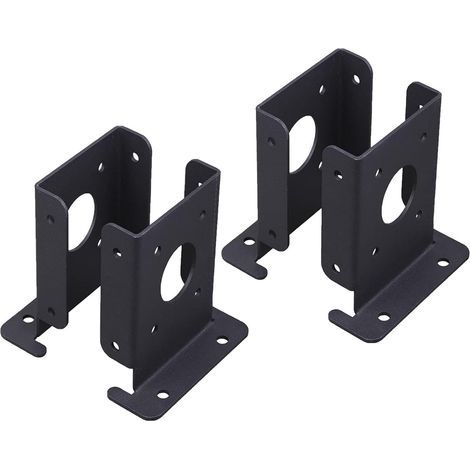 Ancrage de poteau robuste Pergola de support stable Support de poteau de boîte aux lettres, 4 ancrages stables pour pergola, demi-base noire pour poteaux en (1/5)
