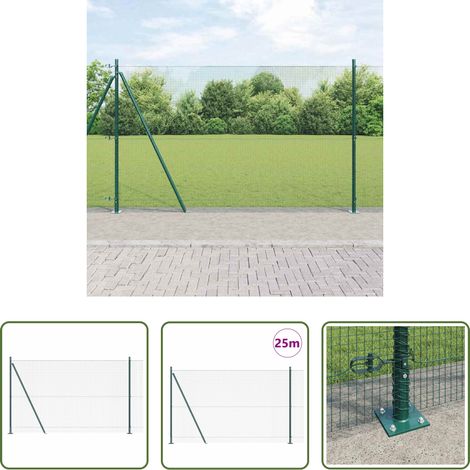 vidaXL Clôture moderne - Poteau de clôture. Vert 25 x 1,5 m (maille 16 x 16 mm) (1/5)