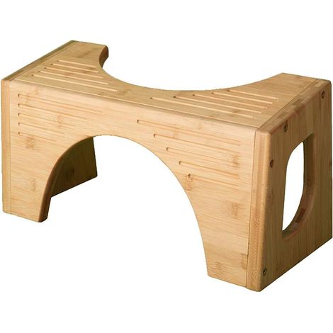 Tabouret de toilettes original Bamboo Flip, hauteurs réglables de 7" et 9", brun – Améliorez la posture et le confort aux toilettes (1/5)