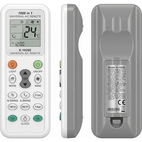 Universalfernbedienung für Klimaanlage K-1028E, 1000-in-1-LCD-Universalfernbedienung, kompatibel mit LG, Samsung, Daikin, Gree, Midea, Haier und Toshiba, Klimaanlagenersatz mit Schnellkühlung (1/5)