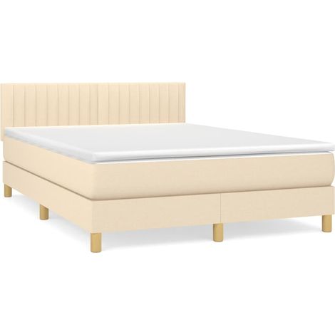 Sommier à lattes de lit avec matelas Crème 140x190 Tissu (1/5)