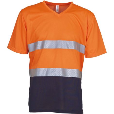 T-shirt haute visibilité Yoko TOP COOL Orange / Marine 3XL