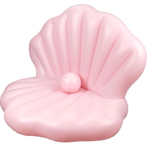 Bouée Piscine Coquillage 144cm, Bouée Plage Géante Gonflable Renforcée en Forme Coquillage avec Boule Perle pour Bronzer Enterrement Vie Jeune Fille Décoration Fête Piscine (Rose) (1/4)