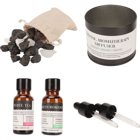 Diffuseur d'huiles essentielles (lot de 2, 20 ml) pour l'aromathérapie, anti-stress, avec pierre, pour la chambre. (1/5)