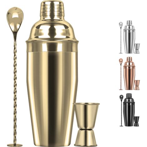 Ensemble shaker à cocktails en acier inoxydable 18/8 de 710 ml (24 oz) avec passoire intégrée, doseur et cuillère à mélange, kit de barman professionnel-AquaForge