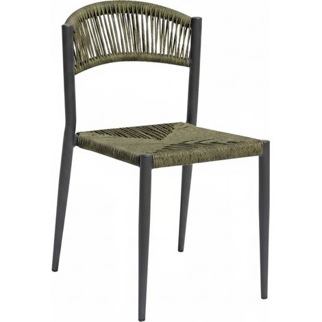 Moia Greenwood Sedia Milano Alluminio Grigio Corda Verde Impilabile (1/4)
