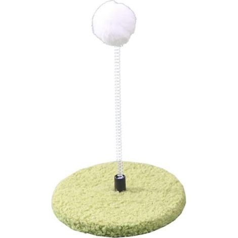 Interactive Cat Toy, Cat Scratching Post Ball with Spring, Small Cat Tree, Sisal Cat Toy Scratcher with Hanging Ball (Green) (1/4)
