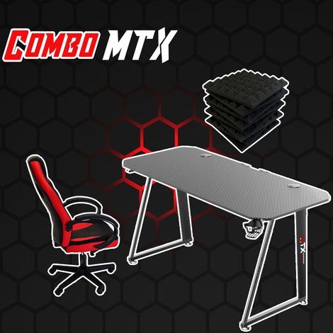 Postazione Gaming MTX Rosso - RTX Sedia gaming ufficio scrivania tavolo pannelli fonoassorbenti set (1/5)