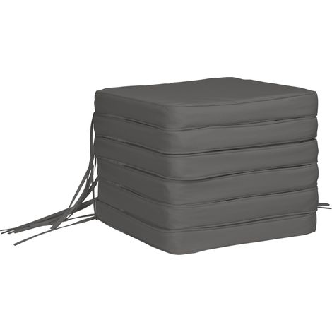 Set of 6 Pcs Chair Cushion, 42Lx42Wx5T cm-Grey