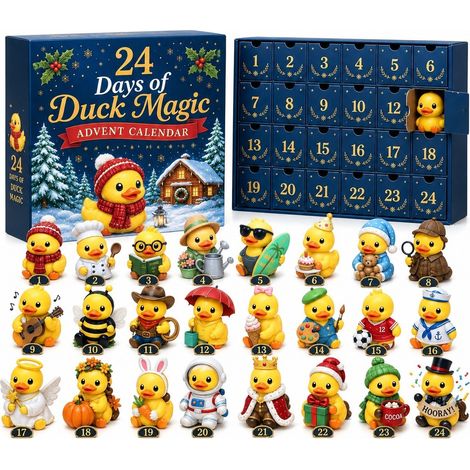Calendrier de l'Avent magique de 24 jours avec canards, boîte surprise de Noël à collectionner, en PVC 3D (1/5)