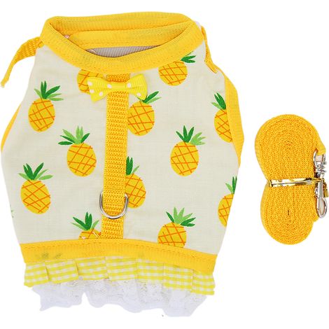 Gilet de lapin, laisse, impression de fruits, ourlet en dentelle, conception à crochets et boucles, ensemble de harnais pour petits animaux pour furet Chinchilla S (1/5)