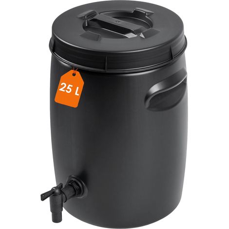 Fass zur Herstellung von organischem Dünger - 25 Liter - Kunststoff Dünger Tank 42 x 29 cm anthrazit - Kompost Behälter Düngerfass Flüssigdünger Jauche Herstellung aus Garten- und Wiesenpflanzen