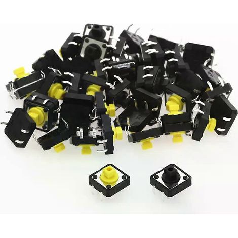 Interrupteur tactile carré jaune 12 x 12 x 73 mm - JXLGV (1/4)