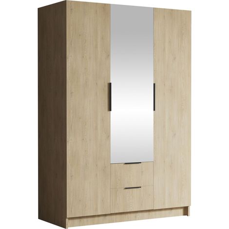 Armario Closico Calvron II, Roble, 216x150x60cm, Puertas de armario: Con bisagras, Número de estantes: 0